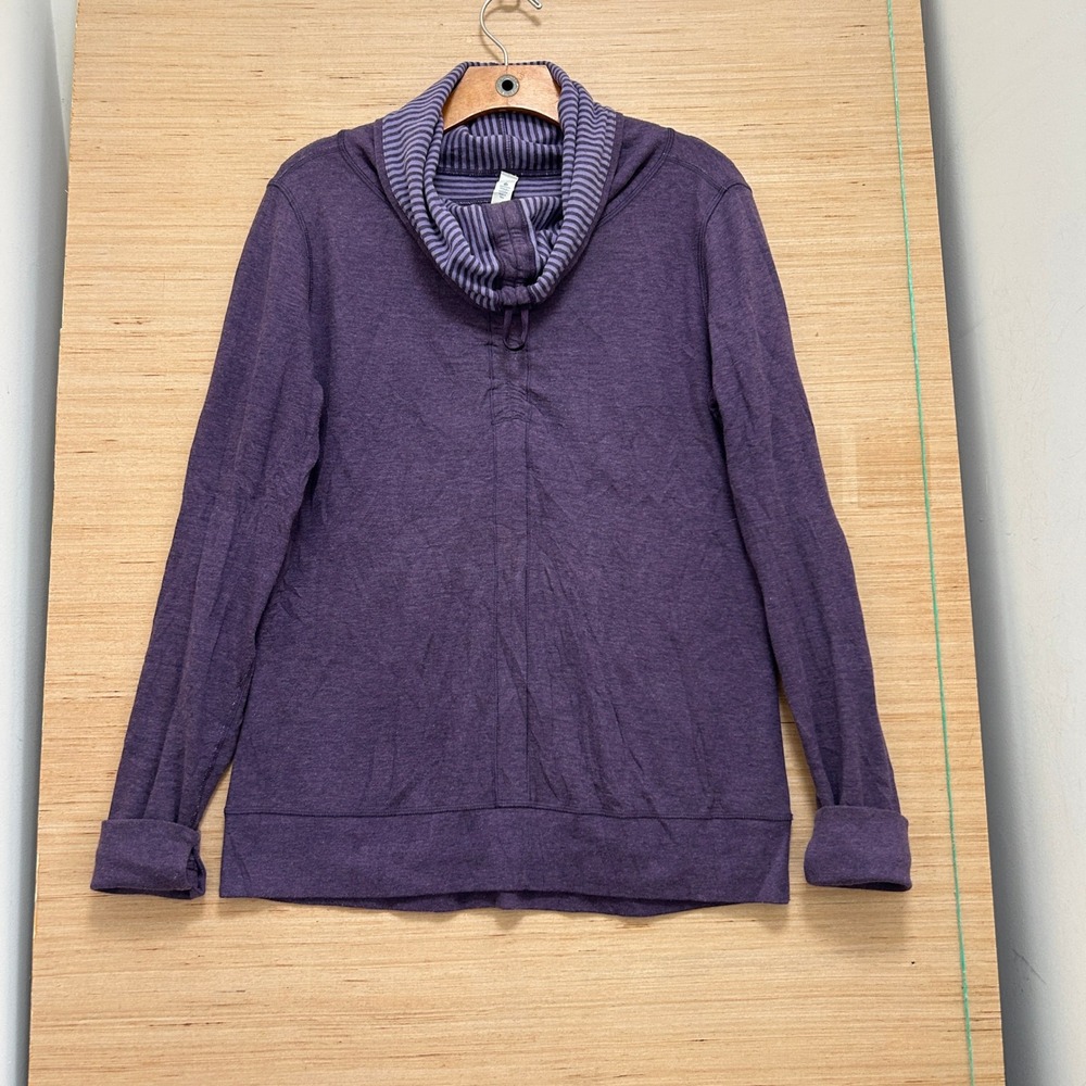 Lululemon Purple Heathered Cowl Neck Pullover Hoodie Striped Funnel Neck Size 6